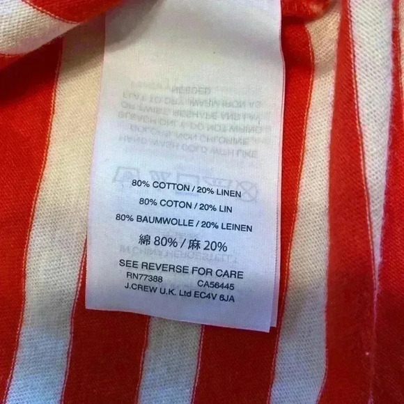 J Crew Red & White Striped Short Sleeve Shirt with Tassels in Size Large. - Picture 5 of 11